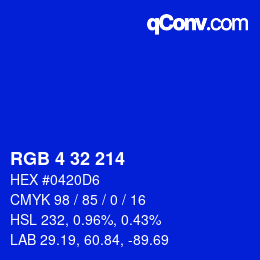 Color code: RGB 4 32 214 | qconv.com
