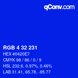 Color code: RGB 4 32 231 | qconv.com