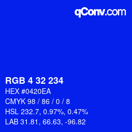 Color code: RGB 4 32 234 | qconv.com