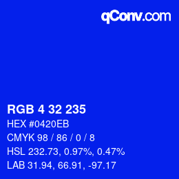 Color code: RGB 4 32 235 | qconv.com