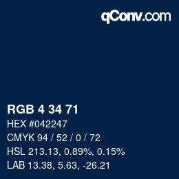 Color code: RGB 4 34 71 | qconv.com