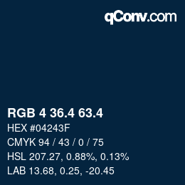 カラーコード: RGB 4 36.4 63.4 | qconv.com