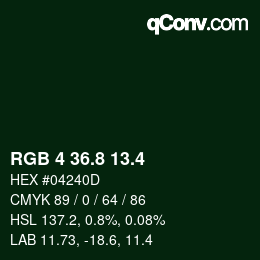 カラーコード: RGB 4 36.8 13.4 | qconv.com