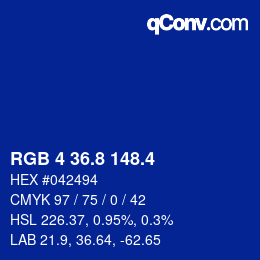 カラーコード: RGB 4 36.8 148.4 | qconv.com