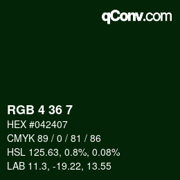 Color code: RGB 4 36 7 | qconv.com