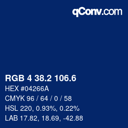 カラーコード: RGB 4 38.2 106.6 | qconv.com