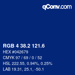 カラーコード: RGB 4 38.2 121.6 | qconv.com