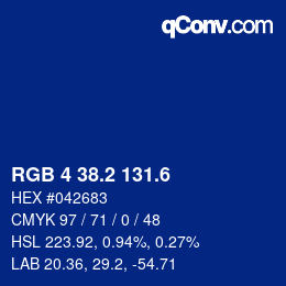 カラーコード: RGB 4 38.2 131.6 | qconv.com