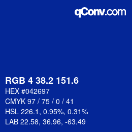 カラーコード: RGB 4 38.2 151.6 | qconv.com