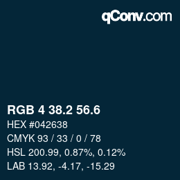 カラーコード: RGB 4 38.2 56.6 | qconv.com
