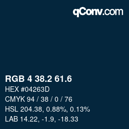 カラーコード: RGB 4 38.2 61.6 | qconv.com