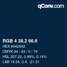 カラーコード: RGB 4 38.2 66.6 | qconv.com