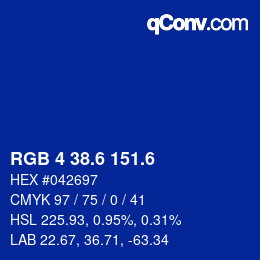 カラーコード: RGB 4 38.6 151.6 | qconv.com
