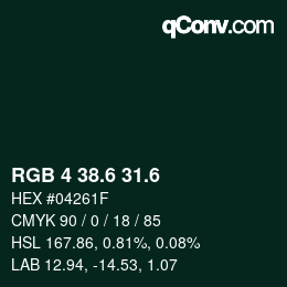 カラーコード: RGB 4 38.6 31.6 | qconv.com