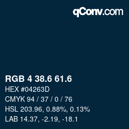 カラーコード: RGB 4 38.6 61.6 | qconv.com