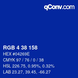 Color code: RGB 4 38 158 | qconv.com