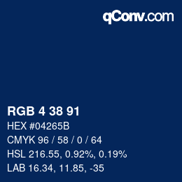 Color code: RGB 4 38 91 | qconv.com