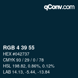 カラーコード: RGB 4 39 55 | qconv.com