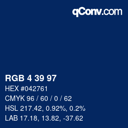 颜色代码: RGB 4 39 97 | qconv.com