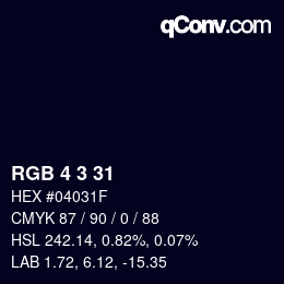 カラーコード: RGB 4 3 31 | qconv.com