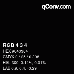 Color code: RGB 4 3 4 | qconv.com