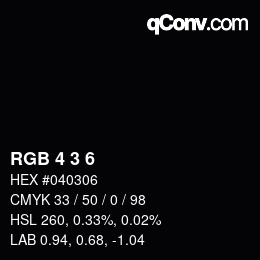 カラーコード: RGB 4 3 6 | qconv.com