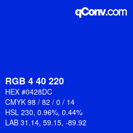 颜色代码: RGB 4 40 220 | qconv.com