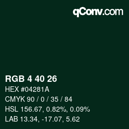 Color code: RGB 4 40 26 | qconv.com
