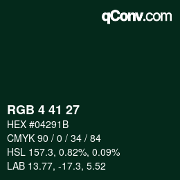 Color code: RGB 4 41 27 | qconv.com