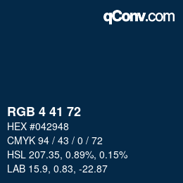Color code: RGB 4 41 72 | qconv.com