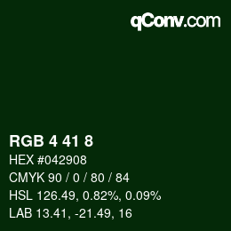 カラーコード: RGB 4 41 8 | qconv.com