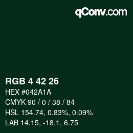 カラーコード: RGB 4 42 26 | qconv.com