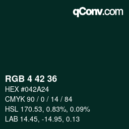 Color code: RGB 4 42 36 | qconv.com