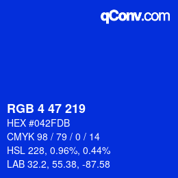 Color code: RGB 4 47 219 | qconv.com