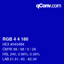 Color code: RGB 4 4 180 | qconv.com
