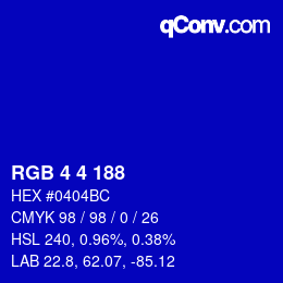 Color code: RGB 4 4 188 | qconv.com