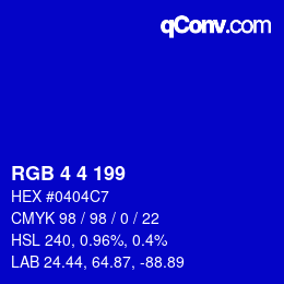 カラーコード: RGB 4 4 199 | qconv.com