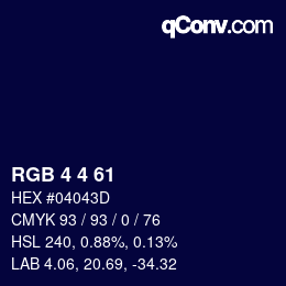 カラーコード: RGB 4 4 61 | qconv.com