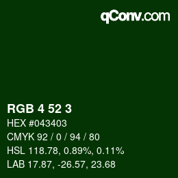 Color code: RGB 4 52 3 | qconv.com