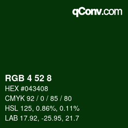 Color code: RGB 4 52 8 | qconv.com