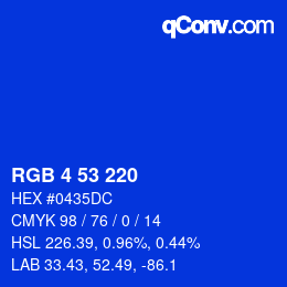 颜色代码: RGB 4 53 220 | qconv.com
