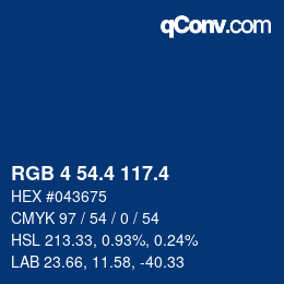 カラーコード: RGB 4 54.4 117.4 | qconv.com