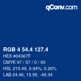 カラーコード: RGB 4 54.4 127.4 | qconv.com