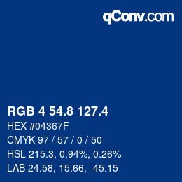 カラーコード: RGB 4 54.8 127.4 | qconv.com