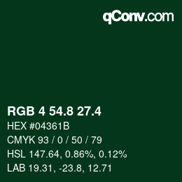 カラーコード: RGB 4 54.8 27.4 | qconv.com