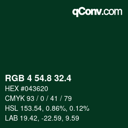 カラーコード: RGB 4 54.8 32.4 | qconv.com