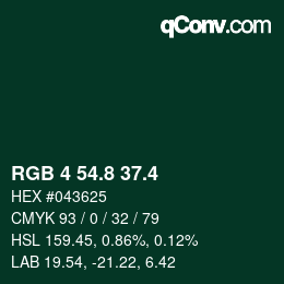 カラーコード: RGB 4 54.8 37.4 | qconv.com
