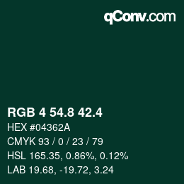 カラーコード: RGB 4 54.8 42.4 | qconv.com
