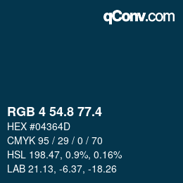 カラーコード: RGB 4 54.8 77.4 | qconv.com