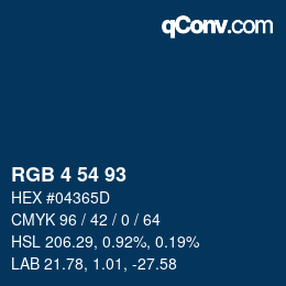 Color code: RGB 4 54 93 | qconv.com